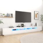 Mueble de TV con luces LED Blanco 300x35x40 cm - Imagen 5