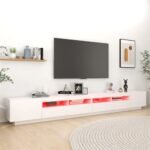Mueble de TV con luces LED Blanco 300x35x40 cm